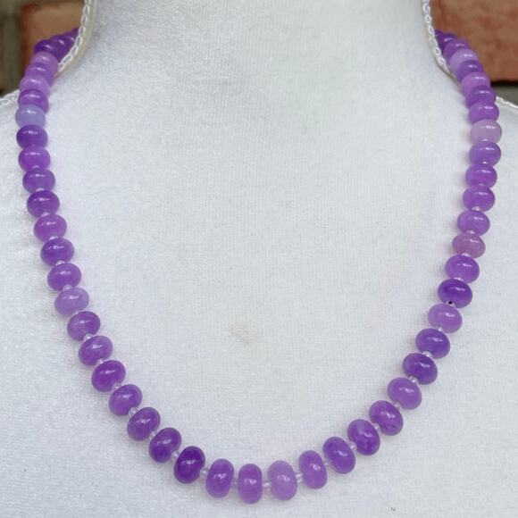 NWT, Artisan Made, Purple Gemstone Necklace, Large Silver Clasp, 20.25" - Picture 1 of 6